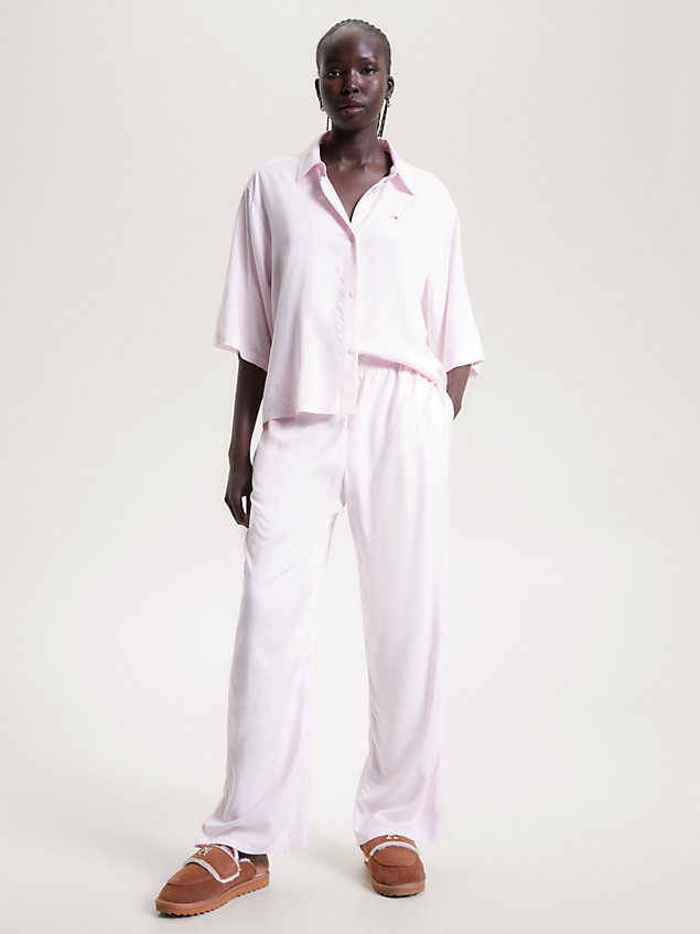 pyjama th established à manches courtes pink pour femmes tommy hilfiger
