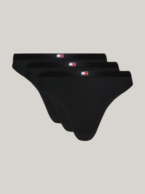 TOMMY HILFIGER WOMENS THONG SEXY UNDERWEAR PANTIES SET OF 3 GRAY NAVY RED XL