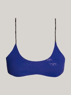 bralette bikini con stampa di loghi blu da donne tommy jeans