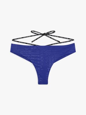 blue metallic-brazilian-bikinihose mit bindeband für damen - tommy jeans