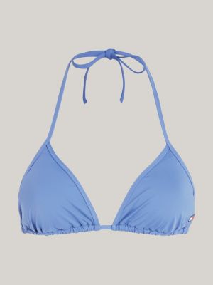 top bikini heritage a triangolo imbottito blu da donne tommy jeans