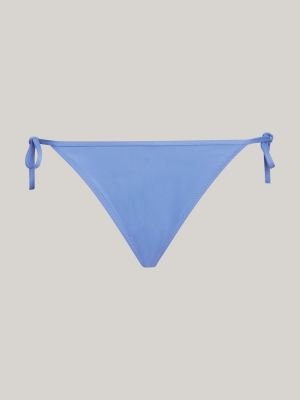 slip bikini heritage con taglio a v e laccetti blu da donne tommy jeans