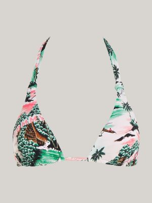 top bikini heritage a triangolo tropicale rosa da donne tommy jeans