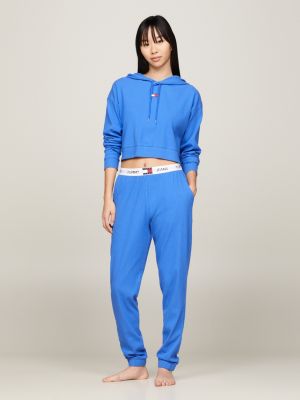 blue heritage gerippte lounge-hose für damen - tommy jeans
