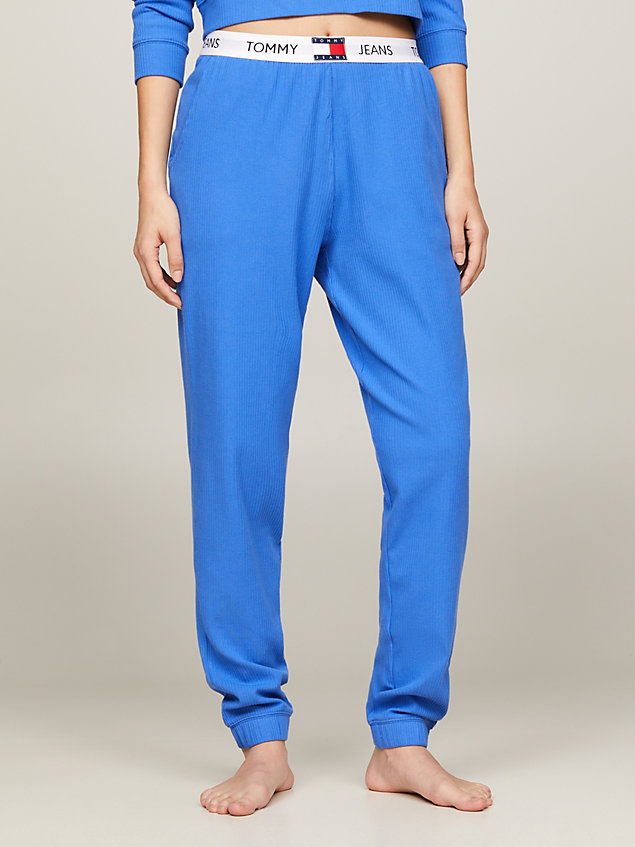 blue heritage ribbed lounge trousers for women tommy jeans