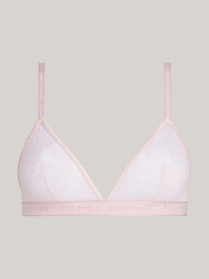 pink floral lace unlined triangle bra for women tommy hilfiger