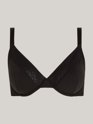 reggiseno th monogram sfoderato con pizzo nero da donne tommy hilfiger