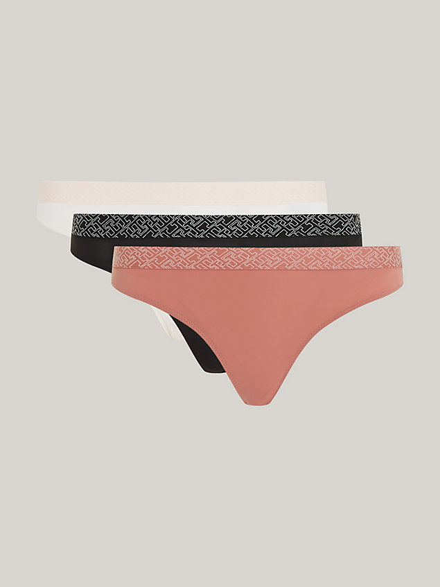 pink set van 3 slips met tailleband met monogram voor dames - tommy hilfiger