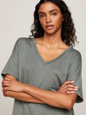 TH Established Lounge-T-Shirt mit V-Ausschnitt | Grün | Tommy Hilfiger