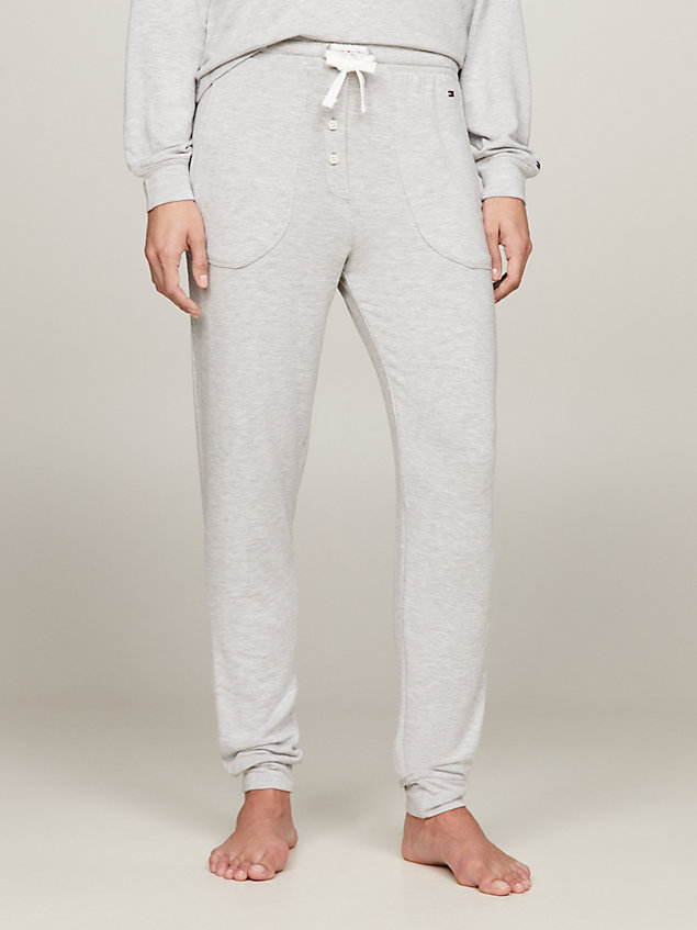grey th established cuffed lounge joggers for women tommy hilfiger