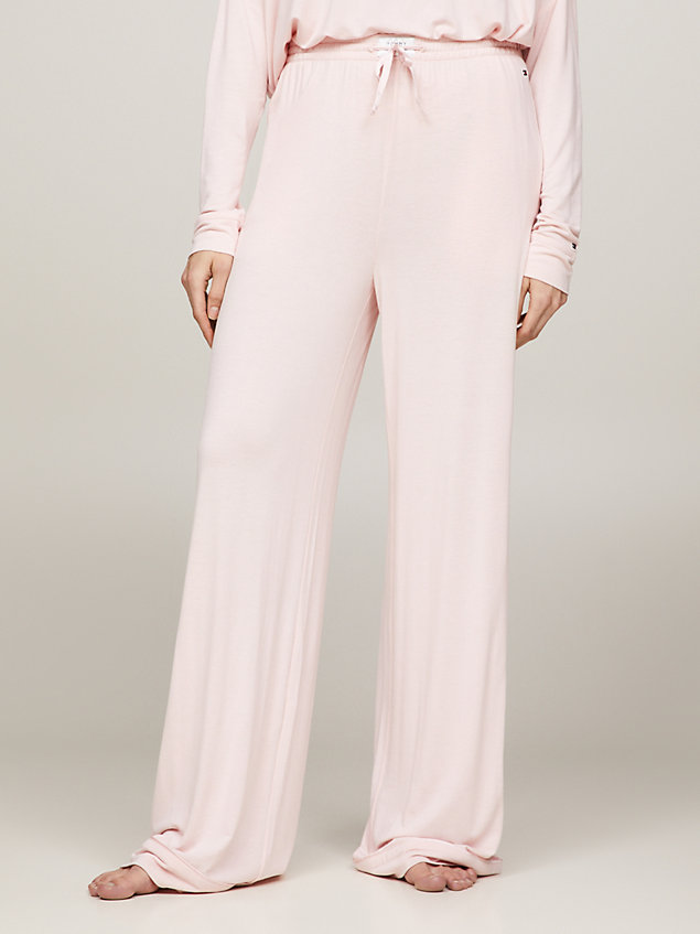 pink pyjamabroek met ton-sur-ton logo voor dames - tommy hilfiger