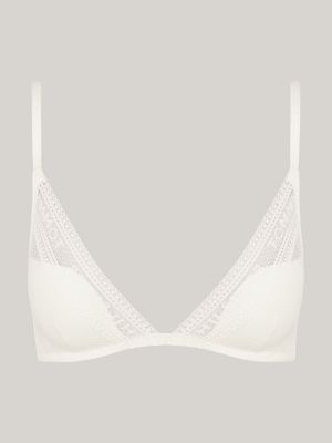 Essential Mesh Lightly Lined Triangle Bra, White