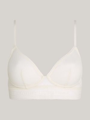 Essential Mesh Lightly Lined Triangle Bra, White