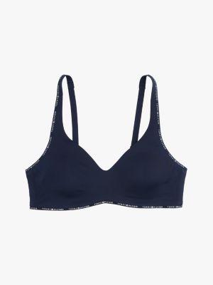 blue seamless lightly lined triangle bra for women tommy hilfiger