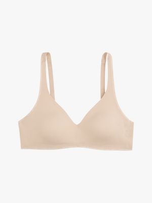 beige seamless lightly lined triangle bra for women tommy hilfiger