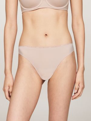 brown nahtloser string mit logomuster für damen - tommy hilfiger