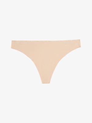 beige seamless repeat logo thong for women tommy hilfiger