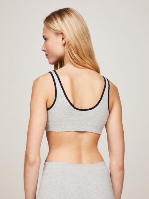 grey hilfiger monotype contrast piping unpadded bralette for women tommy hilfiger