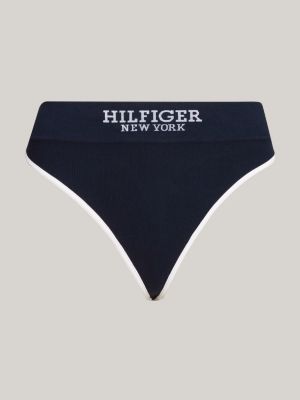 blue hilfiger monotype contrast piping thong for women tommy hilfiger