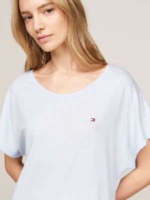 t-shirt pigiama con logo tono su tono blu da donne tommy hilfiger