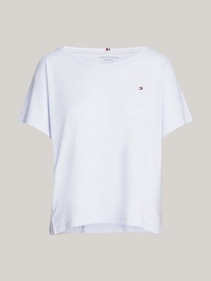 t-shirt pigiama con logo tono su tono blu da donne tommy hilfiger