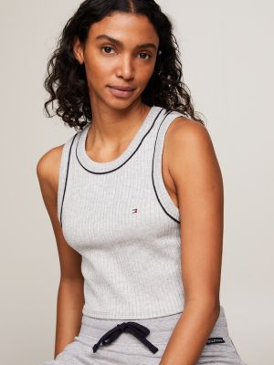 grey hilfiger monotype ribbed sleeveless pyjama top for women tommy hilfiger