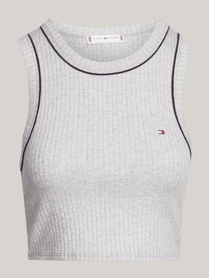 grey hilfiger monotype ribbed sleeveless pyjama top for women tommy hilfiger