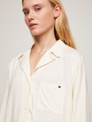 white nachthemd mit gleichfarbigem logo für damen - tommy hilfiger
