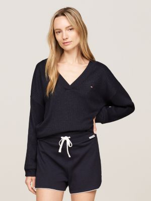 blue hilfiger monotype lounge-langarmshirt für damen - tommy hilfiger