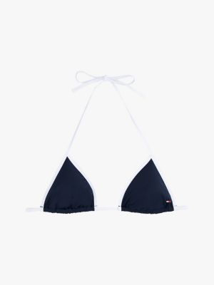 blue skinny fit triangle bikini top for women tommy hilfiger