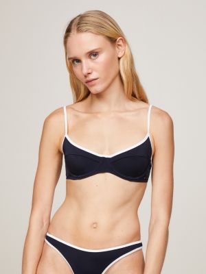 Piqué-textured one-shoulder bralette bikini top At Icône