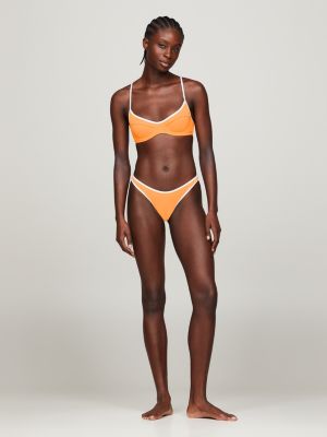 Skinny High Leg Cheeky Bikini Bottoms Orange Tommy Hilfiger