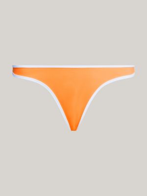 slip bikini th essential con taglio a v arancione da donne tommy hilfiger