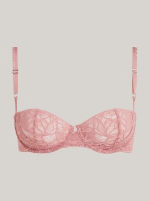 reggiseno a balconcino premium in pizzo rosa da donne tommy hilfiger