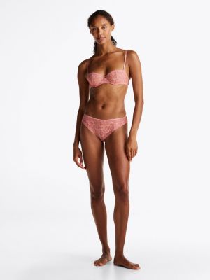 slip a brasiliana premium in pizzo rosa da donne tommy hilfiger