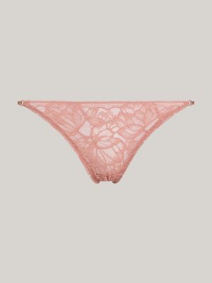 slip premium in pizzo floreale rosa da donne tommy hilfiger