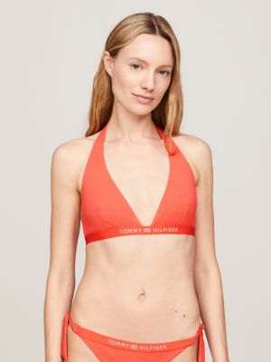 Tonal Logo Fixed Triangle Bikini Top | Red | Tommy Hilfiger