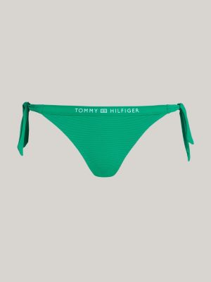 slip bikini con laccetti e logo verde da donne tommy hilfiger