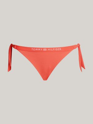 Tonal Logo Side Tie Bikini Bottoms Red Tommy Hilfiger