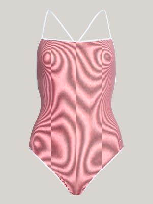 white print square neck one-piece swimsuit for women tommy hilfiger