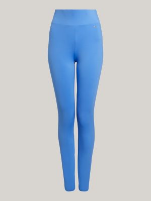 leggings in tessuto tecnico repreve® blu da donne tommy hilfiger