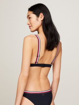 blau global stripe gepolstertes bikinioberteil für damen - tommy hilfiger