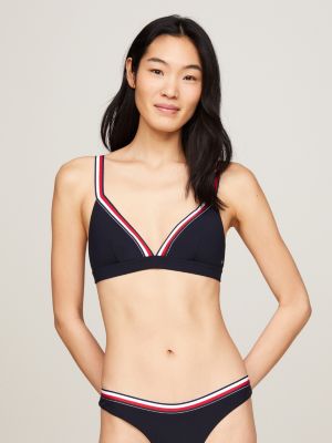 Global Stripe Bandeau Bikini Top, Blue