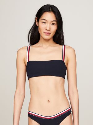 Elevated Global Stripe Bandeau Bikini Top, Blue