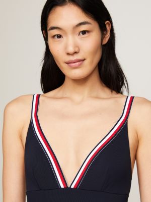 blau global stripe gepolsterter badeanzug für damen - tommy hilfiger