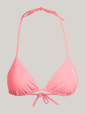 top bikini hilfiger monotype a triangolo rosa da donne tommy hilfiger