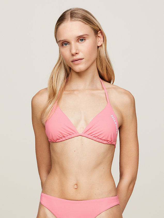 top bikini hilfiger monotype a triangolo pink da donne tommy hilfiger