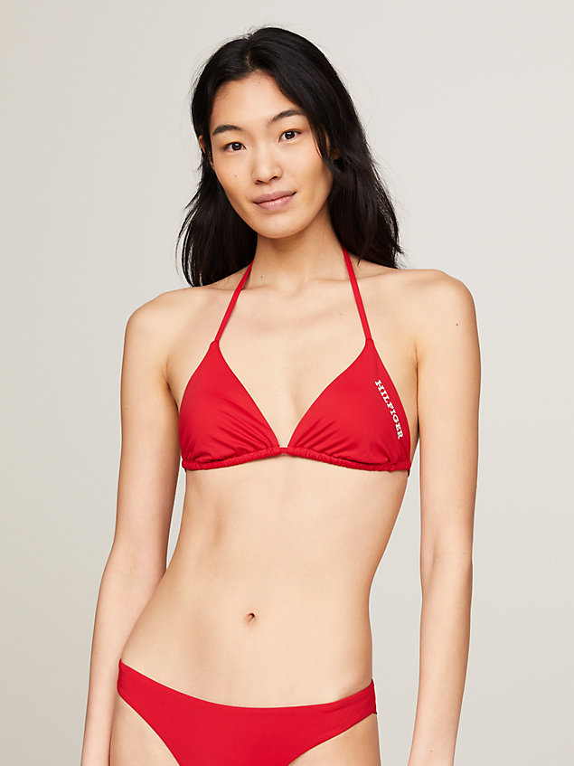 red hilfiger monotype triangle bikini top for women tommy hilfiger
