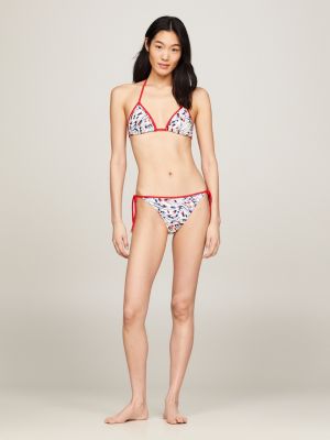 parte superior de bikini de triángulo beige de mujeres tommy hilfiger