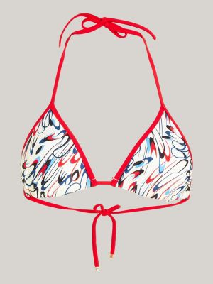 parte superior de bikini de triángulo beige de mujeres tommy hilfiger